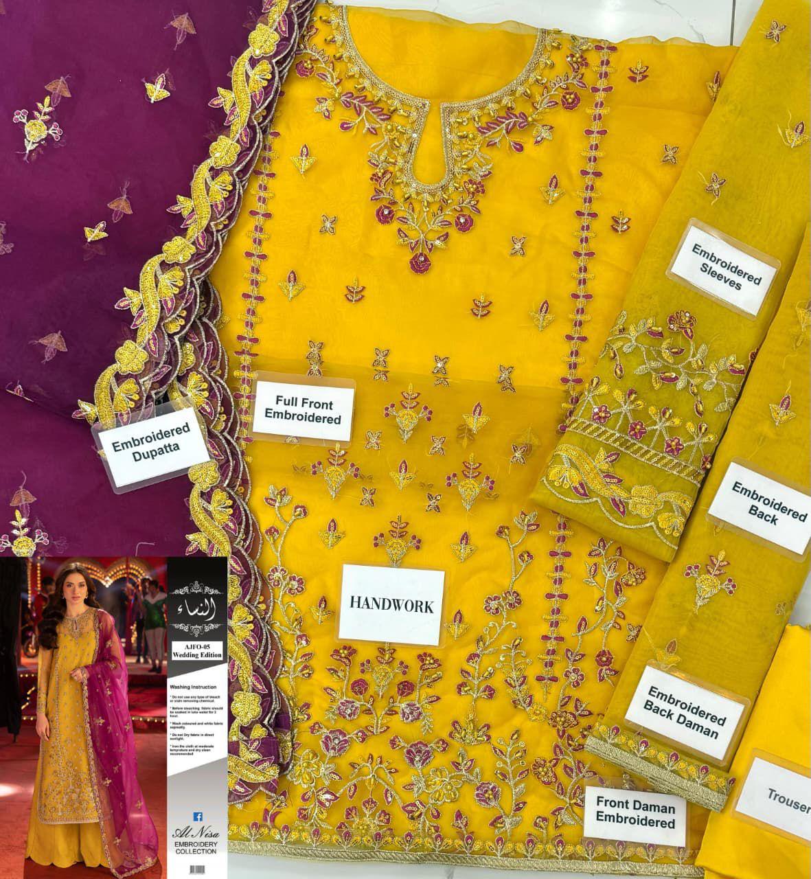 Asim Jofa AJFO-05 Organza Embroidered 3-Piece Suit