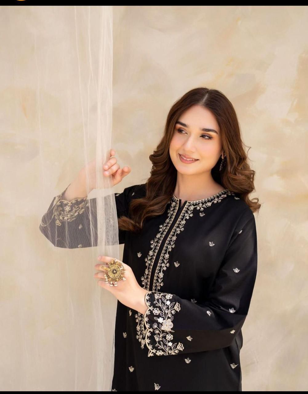 URGE PRET Black Edition – Winter Cotton Embroidered 2PC Suit