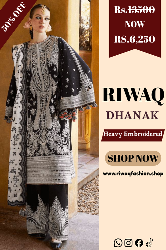 Luxury Hussain Rehar  a stunning fully embroidered Dhanak masterpiece with premium cutwork shawl.