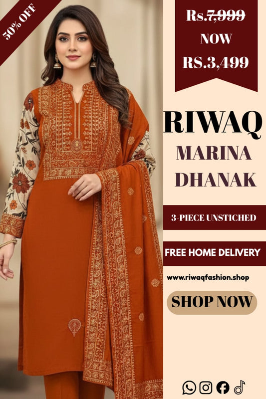 Luxury Dhanak Marina Winter Suit with Embroidered Wool Shawl