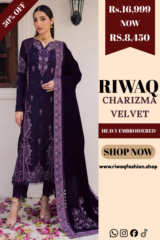 Charizma Velvet Collection Luxury Heavy Embroidered Velvet Suit with Shawl