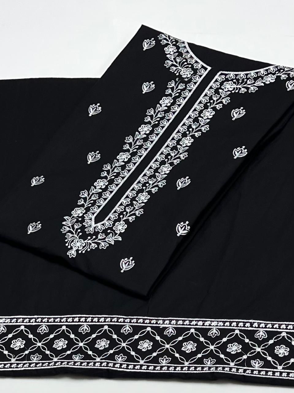 URGE PRET Black Edition – Winter Cotton Embroidered 2PC Suit