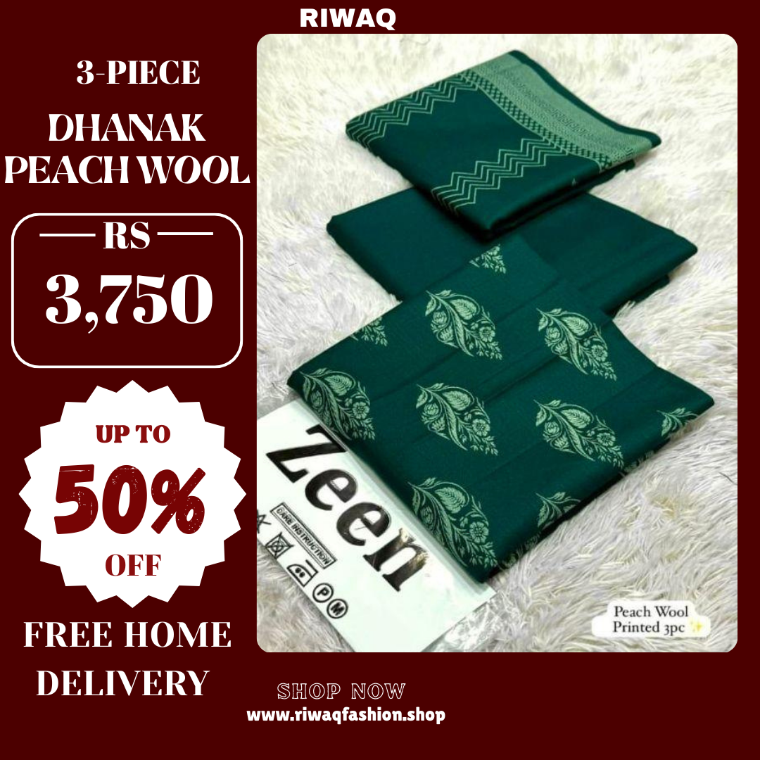 ZEEN Winter 3PC Dhanak Collection – Premium Peach Wool Elegance