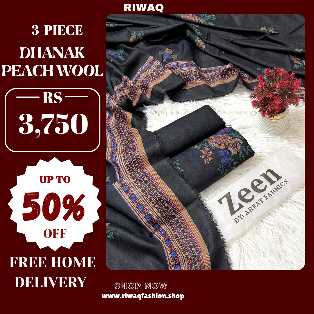 ZEEN Winter 3PC Dhanak Collection – Premium Peach Wool Elegance