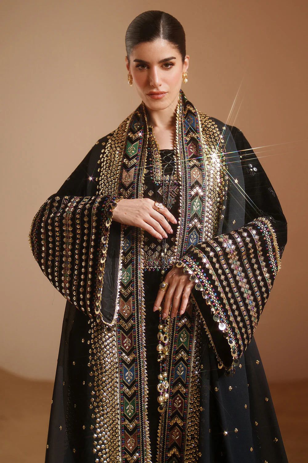 JAZMIN Velvet Elegance – Luxury Unstitched Replica with 9MM Sequin Work