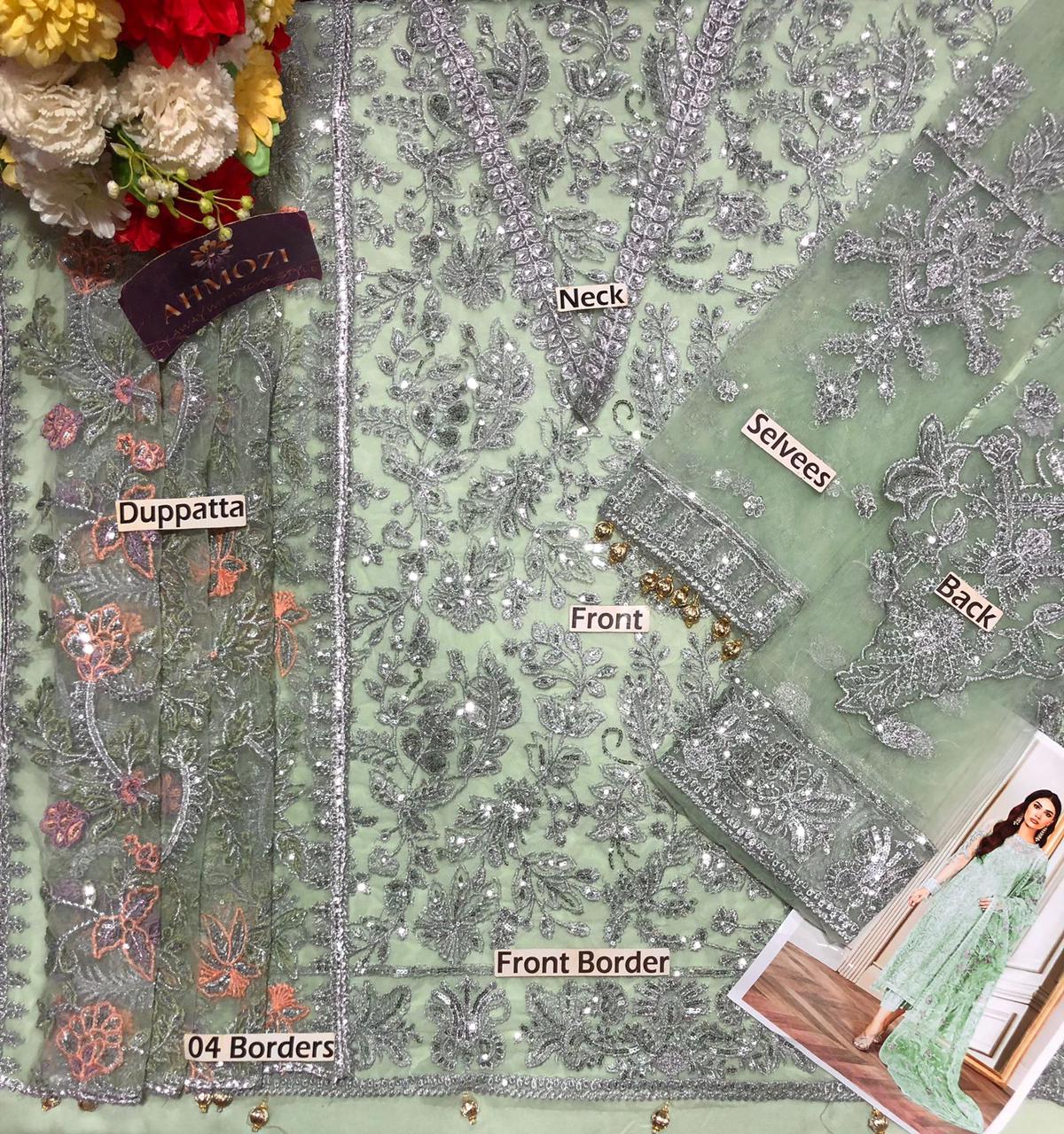 ZARIF Luxury Net Collection – Fully Embroidered Designer Suit with Spangle Work