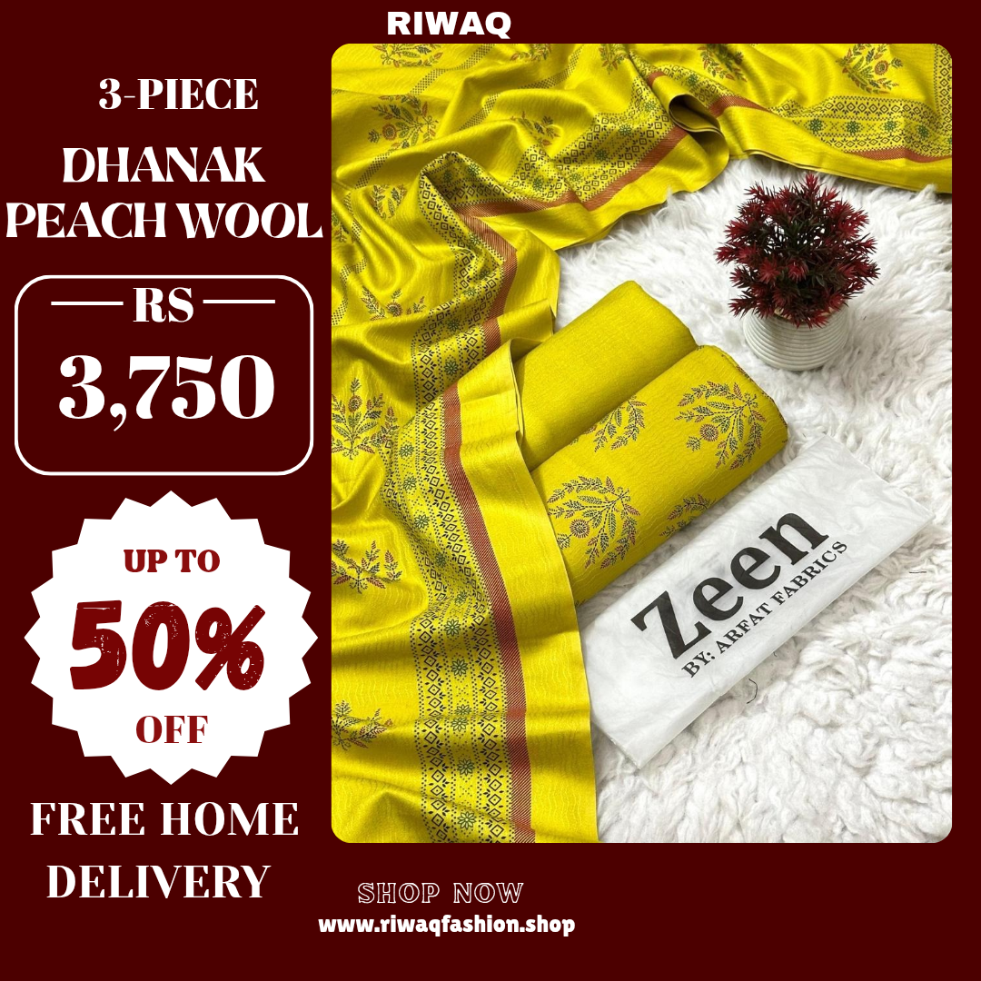 ZEEN Winter 3PC Dhanak Collection – Premium Peach Wool Elegance