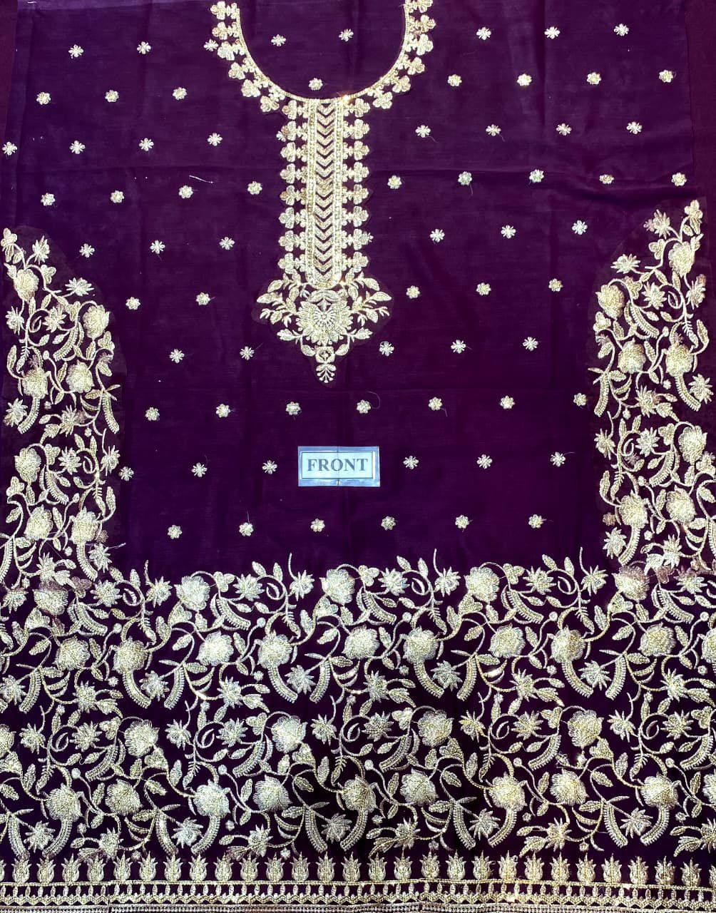 Luxury Chiffon Party Wear – Heavy Embroidered 3PC Suit