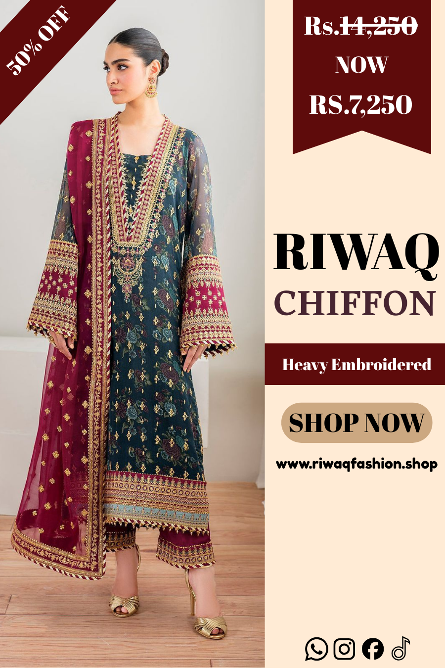 BAROQUE Chiffon Unstitched Suit