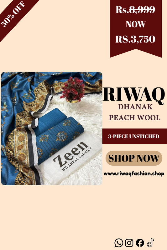 ZEEN Winter 3PC Dhanak Collection – Premium Peach Wool Elegance