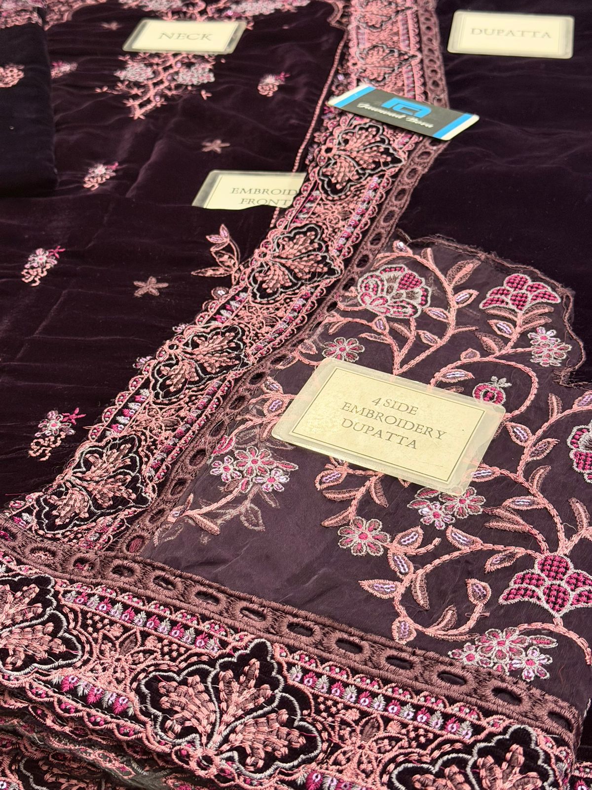 Charizma Velvet Collection Luxury Heavy Embroidered Velvet Suit with Shawl