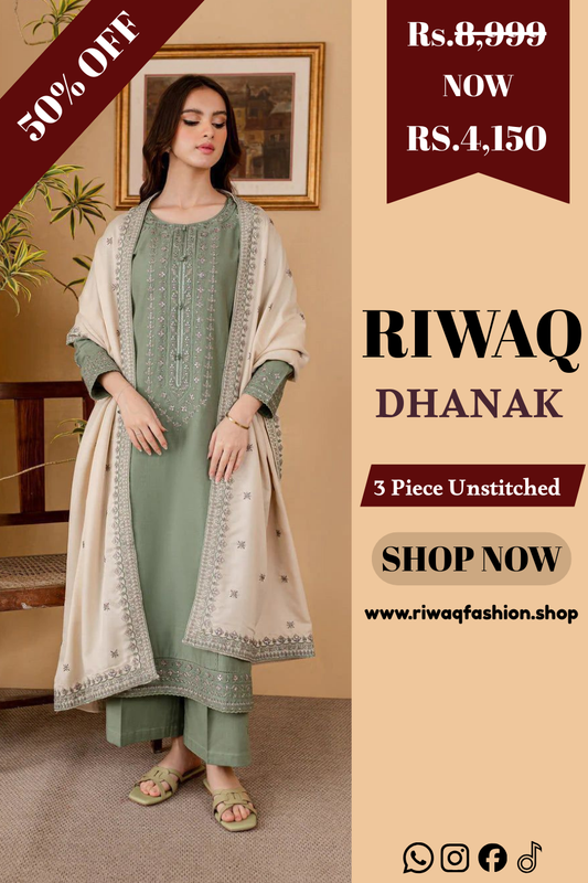 Most-demanded Dhank 3-piece suit, styled with elegant embroidery and a premium printed shawl.