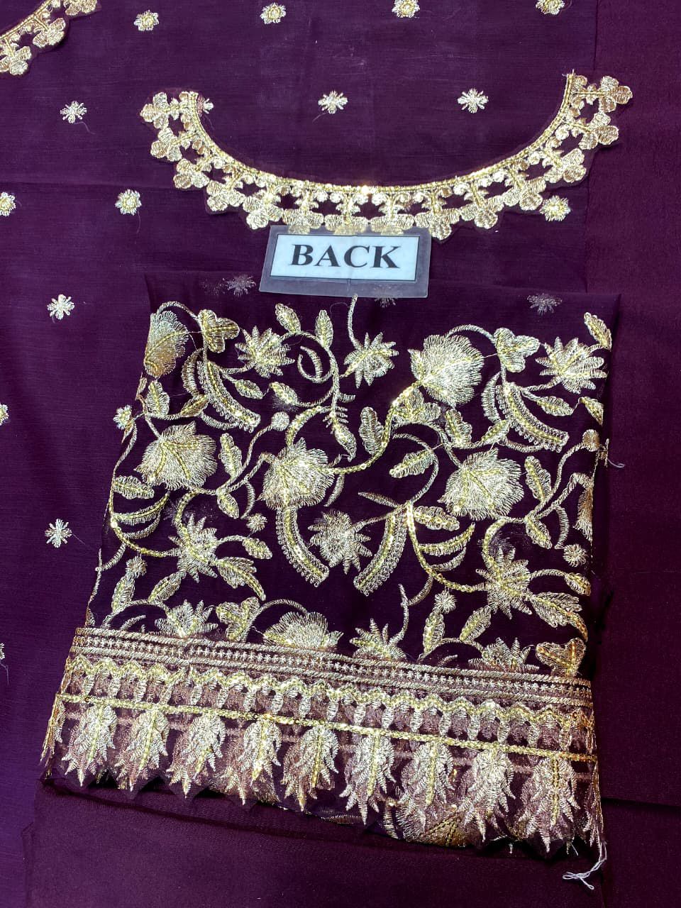 Luxury Chiffon Party Wear – Heavy Embroidered 3PC Suit